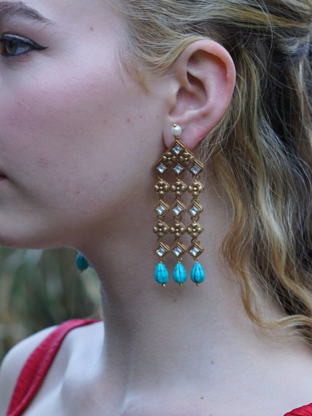 Blue Gold Earrings